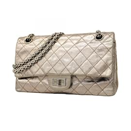 Chanel-Chanel 2.55 W Flap Chain Shoulder Bag-Silvery