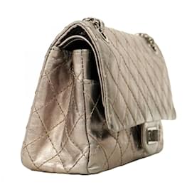 Chanel-Chanel 2.55 W Flap Chain Shoulder Bag-Silvery