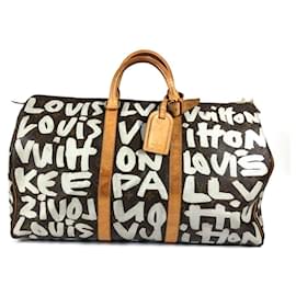 Louis Vuitton-Louis Vuitton Monogram Graffiti Keepall 50 Boston Bag-Brown,White