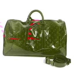 Louis Vuitton-Louis Vuitton Monogram Prism Clear Keepall Bandouliere 50 Bag-Red