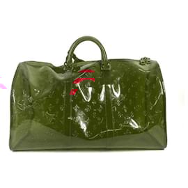 Louis Vuitton-Louis Vuitton Monogram Prism Clear Keepall Bandouliere 50 Bag-Red