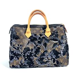 Louis Vuitton-Louis Vuitton Monogram Fleur de Ge Speedy 30 Mini Boston Bag-Brown,Black