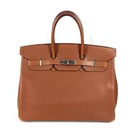 Hermès-Sac à main Hermes Birkin 35 en marron Noisette-Marron