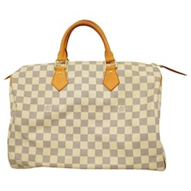 Louis Vuitton-Louis Vuitton Damier Azur Speedy 35 Handbag-White