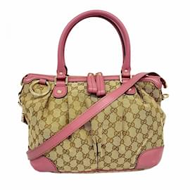 Gucci-Gucci Handbag GG Canvas Sukey-Brown,Pink