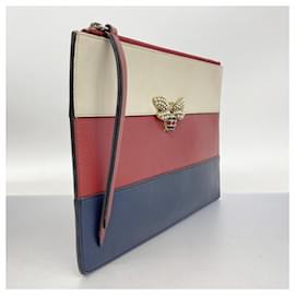 Gucci-Gucci Leather Clutch Bag-Red,Beige,Navy blue