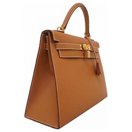 Hermès-Sac à main Hermes Kelly 32 en cuir Epsom doré-Doré