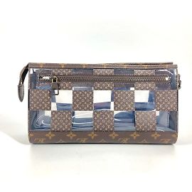 Borsa Pouch Stand Damier Monogram Louis Vuitton Marrone Damier ebene Monogramma