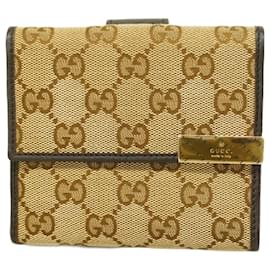 Gucci-Gucci Brown Canvas Bi-Fold Wallet-Brown