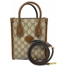 Gucci-Gucci Brown Tote Bag GG Supreme Interlocking G-Brown