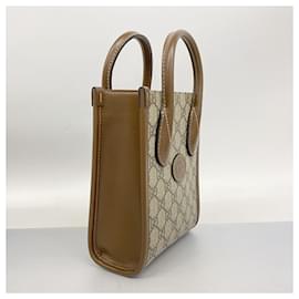 Gucci-Gucci Brown Tote Bag GG Supreme Interlocking G-Brown