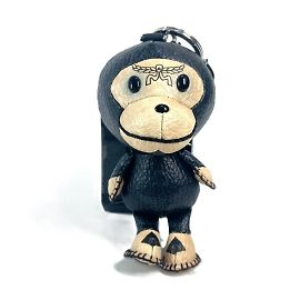 MCM A BATHING APE Milo Visetos Bag Charm Keychain Black