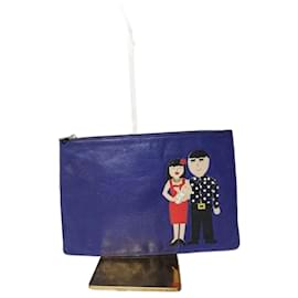 Dolce & Gabbana-Dolce & Gabbana Lapis Leather Zip Clutch Blue-Blue