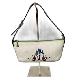 Gucci-Gucci Canvas and Leather Pochette Cream/Green-Green,Cream