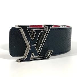 Louis Vuitton-Cinto de acessório bicolor com fivela logo LV M0076U da Louis Vuitton-Preto,Vermelho
