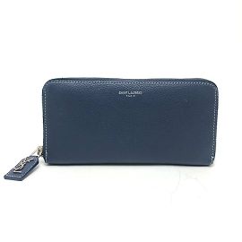 Saint Laurent Navy Leather Long Wallet Navy blue