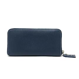 Saint Laurent-Saint Laurent Navy Leather Long Wallet-Navy blue