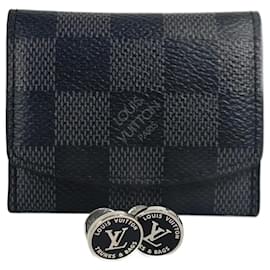 Louis Vuitton-Louis Vuitton M00912 Damier Graphite Cufflinks-Black,Silvery