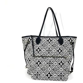 Louis Vuitton-Louis Vuitton Monogram Since 1854 Neverfull MM Tote Bag-Black,White