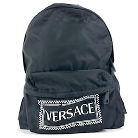 Versace Nylon Backpack Black White