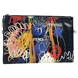Fendi-Pochette avec logo Fendi-Noir,Multicolore