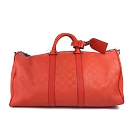 Louis Vuitton-Louis Vuitton Damier Infini Keepall Bandouliere 45 Bag-Red,Other