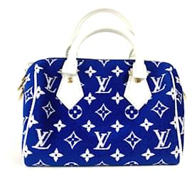 Louis Vuitton-Louis Vuitton Monogram Jacquard Speedy 20 Bag-White,Blue