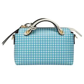 Fendi-Sac à épaule FENDI en cuir bleu clair blanc or Auth 116629-Blanc,Doré,Bleu clair