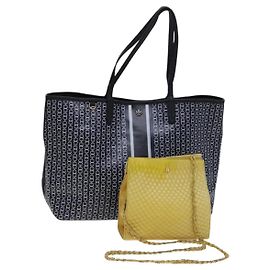 TORY BURCH Borsa Tote Bally in PVC Pelle 2Set Nero Giallo Auth ti2961 Nero Giallo