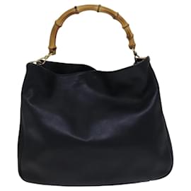 Gucci-GUCCI Bamboo Shoulder Bag Leather 2way Black Gold 001 2058 1577 0 Auth BD472-Black,Golden