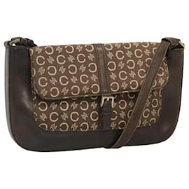 Céline-CELINE C Macadam Canvas Shoulder Bag Brown Gold Auth bs23720-Brown,Golden