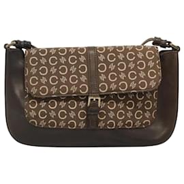 Céline-CELINE C Macadam Canvas Shoulder Bag Brown Gold Auth bs23720-Brown,Golden