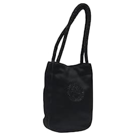 Gucci-GUCCI Hand Bag Satin Black Auth nb445-Black