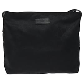Gucci-GUCCI GG Canvas Shoulder Bag Nylon Black 314529 Auth ep8197-Black