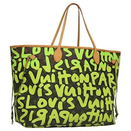 Louis Vuitton-LOUIS VUITTON Monogram Graffiti Neverfull GM Tote Bag Green M93703 Auth 116016A-Green,Monogram