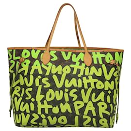 Louis Vuitton-LOUIS VUITTON Monogram Graffiti Neverfull GM Tote Bag Green M93703 Auth 116016A-Green,Monogram