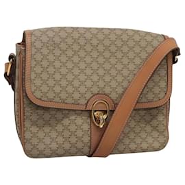 Céline-CELINE Macadam Canvas Shoulder Bag PVC Beige Gold Auth ki5580-Beige,Golden