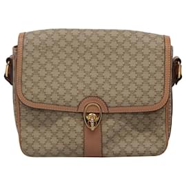 Céline-CELINE Macadam Canvas Shoulder Bag PVC Beige Gold Auth ki5580-Beige,Golden