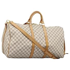 Louis Vuitton-LOUIS VUITTON Damier Azur Keepall Bandouliere 55 Boston Bag N41429 Auth BD1851A-Other