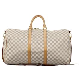 Louis Vuitton-LOUIS VUITTON Damier Azur Keepall Bandouliere 55 Boston Bag N41429 Auth BD1851A-Other