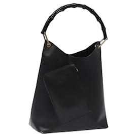 Gucci-GUCCI Bamboo Shoulder Bag Leather Black 001 1013 1881 Auth MY253-Black