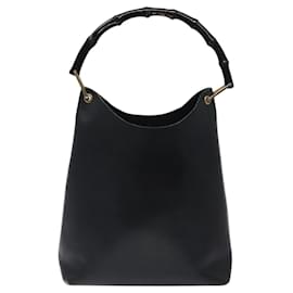 Gucci-GUCCI Bamboo Shoulder Bag Leather Black 001 1013 1881 Auth MY253-Black