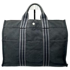 Bolso de compras de lona vintage de Hermès negro Negro