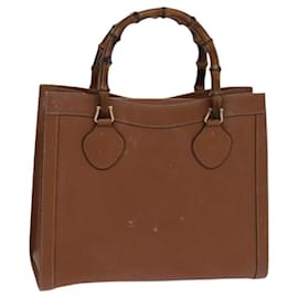 Gucci-GUCCI Bamboo Hand Bag Leather 2way Brown Gold 000 122 0290 Auth ep8235-Brown,Golden