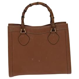 Gucci-GUCCI Bamboo Hand Bag Leather 2way Brown Gold 000 122 0290 Auth ep8235-Brown,Golden
