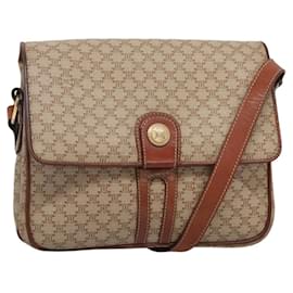 Céline-CELINE Macadam Canvas Shoulder Bag PVC Beige Gold Auth bs24047-Beige,Golden