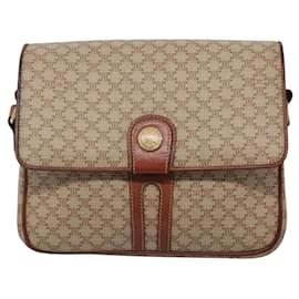 Céline-CELINE Macadam Canvas Shoulder Bag PVC Beige Gold Auth bs24047-Beige,Golden
