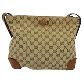 Gucci-GUCCI GG Canvas Web Sherry Line Shoulder Bag Beige Red Green 337598 Auth ep8262-Red,Beige,Green