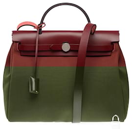 Hermès-HERMES Herbag Leather Bag Red - 102617-Red