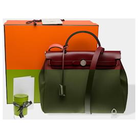 Hermès-HERMES Herbag Leather Bag Red - 102617-Red